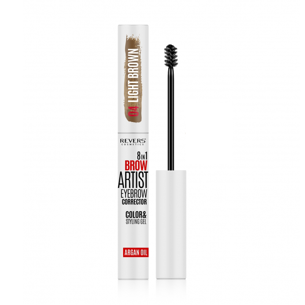 Гель-коректор для брів Revers Cosmetics 8in1 Brow Artist Eyebrow Corrector, 04 Light Brown, 10 мл